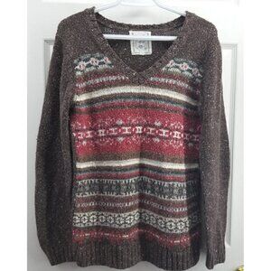 One On One V-neck Sweater Elbow Patch Size Large